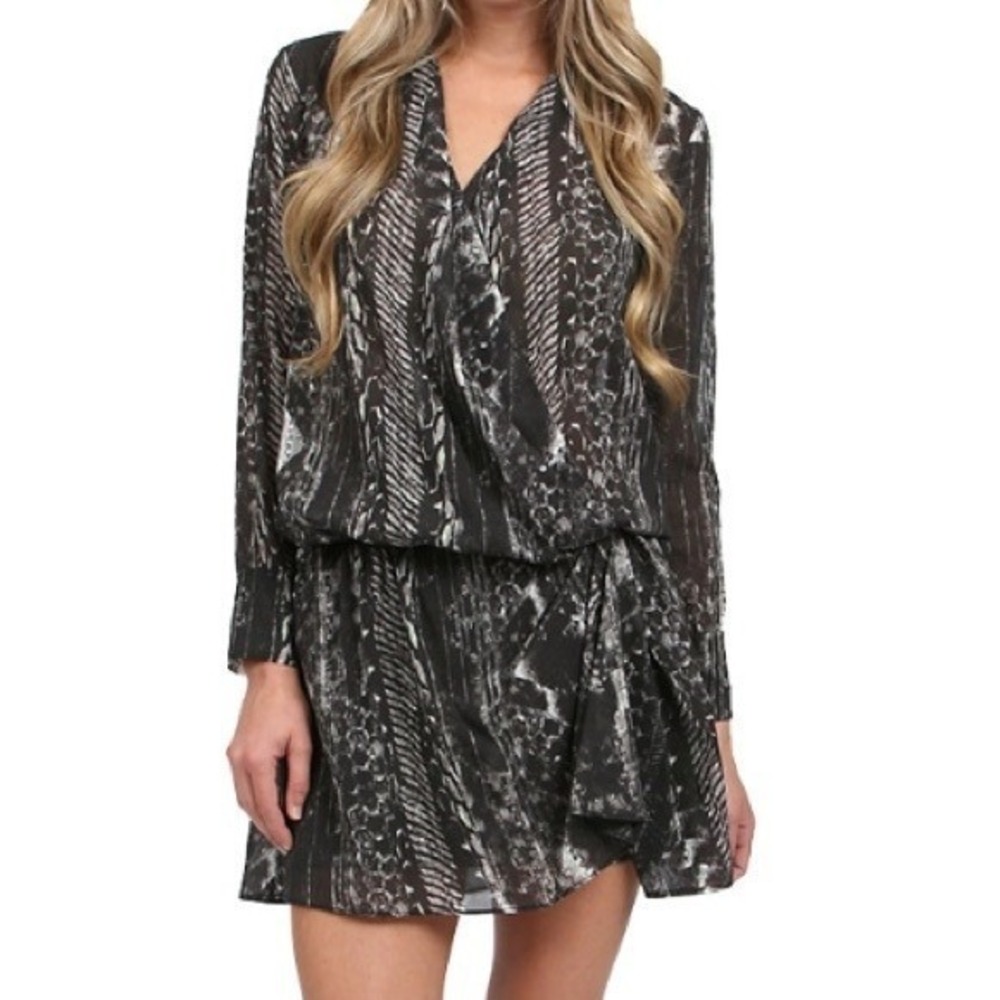 IRO Akley Silk Semi-Wrap Mini Dress Snake Print Cocktail Night Out Wedding Sz 8‎